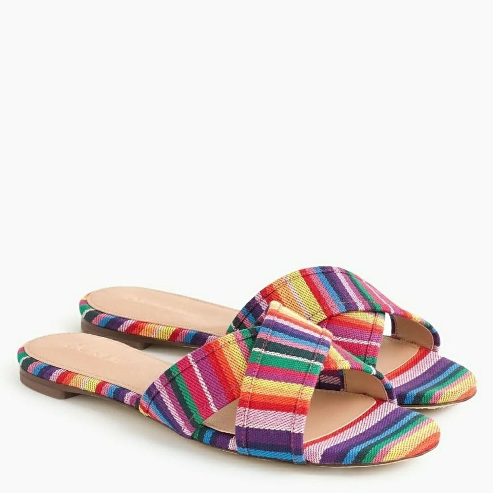 J. Crew Cora Multicolored Criss Cross Slide Sandal